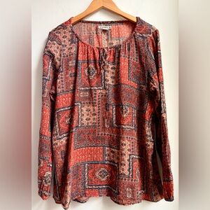 Ruff Hewn 🤎 Lightweight thin 100% cotton boho blouse large